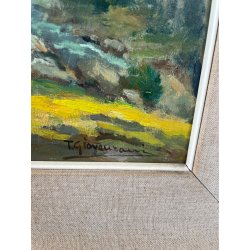 ANTICO QUADRO DIPINTO OLIO SU TAVOLA TULLIO GIOVENZANI VAL VIGEZZO EPOCA '900