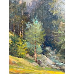 ANTICO QUADRO DIPINTO OLIO SU TAVOLA TULLIO GIOVENZANI VAL VIGEZZO EPOCA '900