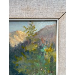 ANTICO QUADRO DIPINTO OLIO SU TAVOLA TULLIO GIOVENZANI VAL VIGEZZO EPOCA '900
