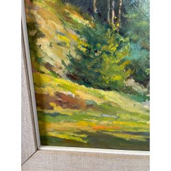 ANTICO QUADRO DIPINTO OLIO SU TAVOLA TULLIO GIOVENZANI VAL VIGEZZO EPOCA '900