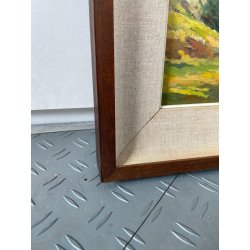 ANTICO QUADRO DIPINTO OLIO SU TAVOLA TULLIO GIOVENZANI VAL VIGEZZO EPOCA '900