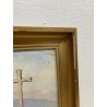 ANTICO QUADRO DIPINTO OLIO SU TELA J.A. MUSSLER 1938 PAESAGGIO MONUMENTO CADUTI