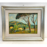 ANTICO QUADRO DIPINTO OLIO SU TAVOLA NELLO GIOVANNELLI LIVORNO 1960 PAESAGGIO