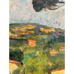 ANTICO QUADRO DIPINTO OLIO SU TAVOLA NELLO GIOVANNELLI LIVORNO 1960 PAESAGGIO