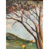 ANTICO QUADRO DIPINTO OLIO SU TAVOLA NELLO GIOVANNELLI LIVORNO 1960 PAESAGGIO