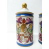 COPPIA VASO BARATTOLO SEVRES PORCELLANA DIPINTA CERAMICA CON COPERCHIO FIRMATO