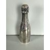 vecchia BOTTIGLIA CHAMPAGNE DECORATIVA vintage METALLO ARGENTATO firmata h 18,8