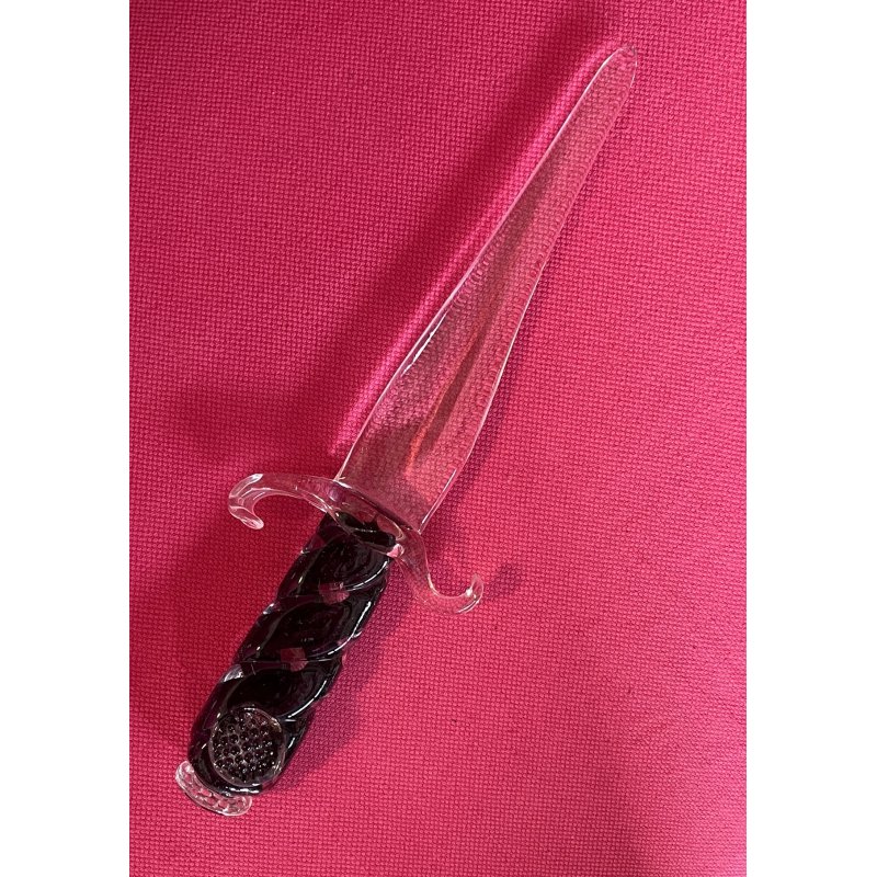 vecchio PUGNALE o DAGA VETRO di MURANO decorativa FERMACARTE scrivania h 27 cm