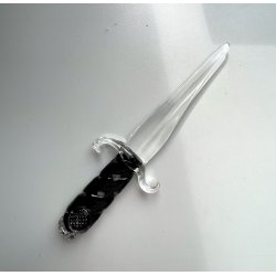 vecchio PUGNALE o DAGA VETRO di MURANO decorativa FERMACARTE scrivania h 27 cm