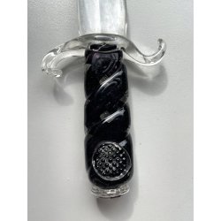 vecchio PUGNALE o DAGA VETRO di MURANO decorativa FERMACARTE scrivania h 27 cm