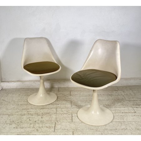 COPPIA SEDIE BIANCHE DESIGN ANNI 70 SEDIA Play ITALY CHAIRS Tulip KNOLL STYLE