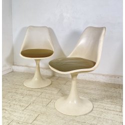 COPPIA SEDIE BIANCHE DESIGN ANNI 70 SEDIA Play ITALY CHAIRS Tulip KNOLL STYLE