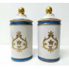COPPIA VASO BARATTOLO SEVRES PORCELLANA DIPINTA CERAMICA CON COPERCHIO FIRMATO