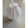 VASO VETRO MURANO COSTOLATO INCAMICIATO INCLUSIONI BIANCO OPALINO FOGLIA ARGENTO
