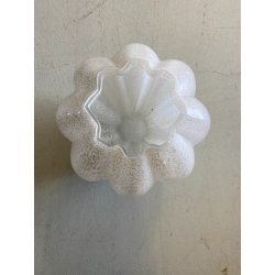 VASO VETRO MURANO COSTOLATO INCAMICIATO INCLUSIONI BIANCO OPALINO FOGLIA ARGENTO