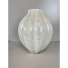 VASO VETRO MURANO COSTOLATO INCAMICIATO INCLUSIONI BIANCO OPALINO FOGLIA ARGENTO