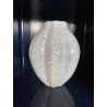 VASO VETRO MURANO COSTOLATO INCAMICIATO INCLUSIONI BIANCO OPALINO FOGLIA ARGENTO