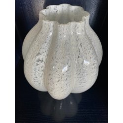 VASO VETRO MURANO COSTOLATO INCAMICIATO INCLUSIONI BIANCO OPALINO FOGLIA ARGENTO