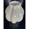 VASO VETRO MURANO COSTOLATO INCAMICIATO INCLUSIONI BIANCO OPALINO FOGLIA ARGENTO