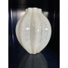 VASO VETRO MURANO COSTOLATO INCAMICIATO INCLUSIONI BIANCO OPALINO FOGLIA ARGENTO