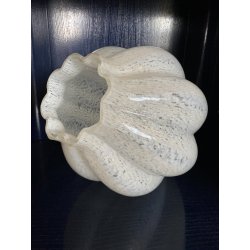 VASO VETRO MURANO COSTOLATO INCAMICIATO INCLUSIONI BIANCO OPALINO FOGLIA ARGENTO