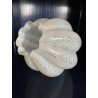 VASO VETRO MURANO COSTOLATO INCAMICIATO INCLUSIONI BIANCO OPALINO FOGLIA ARGENTO