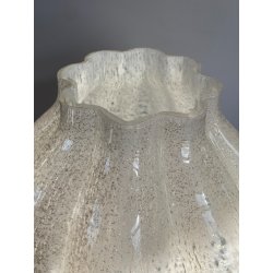 VASO VETRO MURANO COSTOLATO INCAMICIATO INCLUSIONI BIANCO OPALINO FOGLIA ARGENTO