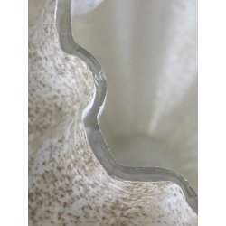 VASO VETRO MURANO COSTOLATO INCAMICIATO INCLUSIONI BIANCO OPALINO FOGLIA ARGENTO