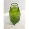 VASO BOTTIGLIA VETRO Murano TRASPARENTE VERDE PELUGOSO BASE SQUADRATA POP DESIGN