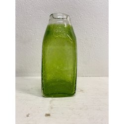 VASO BOTTIGLIA VETRO Murano TRASPARENTE VERDE PELUGOSO BASE SQUADRATA POP DESIGN