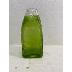 VASO BOTTIGLIA VETRO Murano TRASPARENTE VERDE PELUGOSO BASE SQUADRATA POP DESIGN