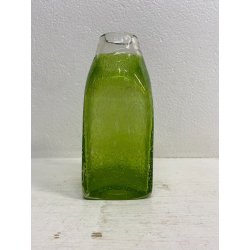 VASO BOTTIGLIA VETRO Murano TRASPARENTE VERDE PELUGOSO BASE SQUADRATA POP DESIGN
