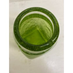 VASO BOTTIGLIA VETRO Murano TRASPARENTE VERDE PELUGOSO BASE SQUADRATA POP DESIGN