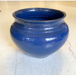 GRANDE VASO CERAMICA STILE SCI LAVENO CHACHEPOT VINTAGE BLU ø 37 X 27 cm/h '900