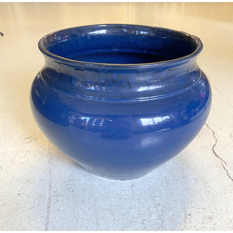GRANDE VASO CERAMICA STILE SCI LAVENO CHACHEPOT VINTAGE BLU ø 37 X 27 cm/h '900