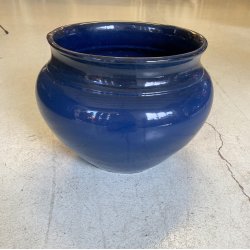 GRANDE VASO CERAMICA STILE SCI LAVENO CHACHEPOT VINTAGE BLU ø 37 X 27 cm/h '900