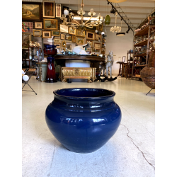 GRANDE VASO CERAMICA STILE SCI LAVENO CHACHEPOT VINTAGE BLU ø 37 X 27 cm/h '900