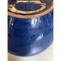 GRANDE VASO CERAMICA STILE SCI LAVENO CHACHEPOT VINTAGE BLU ø 37 X 27 cm/h '900