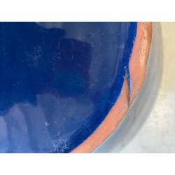 GRANDE VASO CERAMICA STILE SCI LAVENO CHACHEPOT VINTAGE BLU ø 37 X 27 cm/h '900