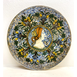 ANTICO PIATTO PARATA CERAMICA Deruta RITRATTO La Bella Giuseppina DECORO