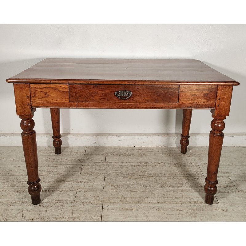 ANTICO TAVOLO legno ROVERE epoca 800 CUCINA scrivania SALA PRANZO 1 CASSETTO