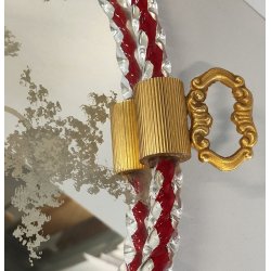 ANTICO VASSOIO a SPECCHIO anni 60 CORNICE TORCIGLIONI VETRO Murano SCENA GALANTE