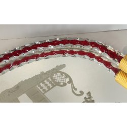 ANTICO VASSOIO a SPECCHIO anni 60 CORNICE TORCIGLIONI VETRO Murano SCENA GALANTE