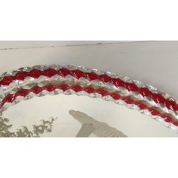 ANTICO VASSOIO a SPECCHIO anni 60 CORNICE TORCIGLIONI VETRO Murano SCENA GALANTE