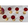 ANTICO SET LIQUORE ROSOLIO DECANTER 6 PERS. VETRO Murano ROSSO DECORO ORO FIORI