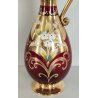 ANTICO SET LIQUORE ROSOLIO DECANTER 6 PERS. VETRO Murano ROSSO DECORO ORO FIORI