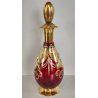 ANTICO SET LIQUORE ROSOLIO DECANTER 6 PERS. VETRO Murano ROSSO DECORO ORO FIORI
