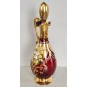 ANTICO SET LIQUORE ROSOLIO DECANTER 6 PERS. VETRO Murano ROSSO DECORO ORO FIORI