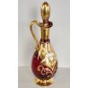 ANTICO SET LIQUORE ROSOLIO DECANTER 6 PERS. VETRO Murano ROSSO DECORO ORO FIORI