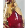 ANTICO SET LIQUORE ROSOLIO DECANTER 6 PERS. VETRO Murano ROSSO DECORO ORO FIORI